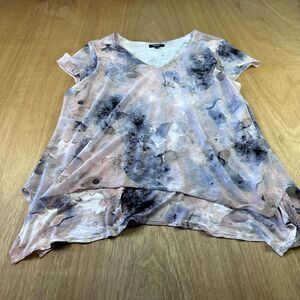 Simply Vera Vera Wang Layered Blouse Women L Abstract Print Top